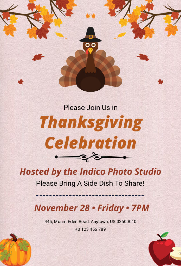 Detailed Color Thanksgiving Celebration Invitation