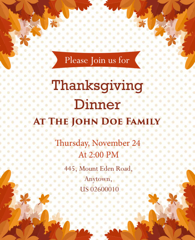 Dotted Effect Thanksgiving Invitation Sample