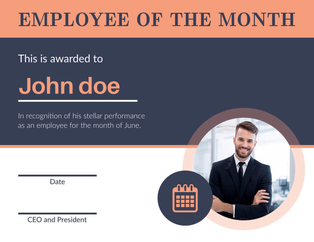 Employee of the Month Certificate Sample