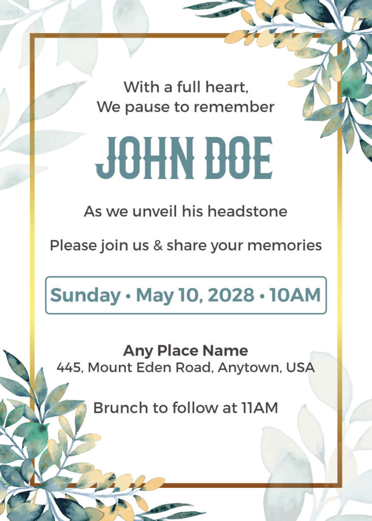Floral Funeral Invitation Template Sample