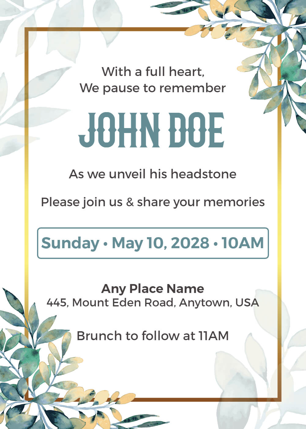 Funeral Invitation Sample