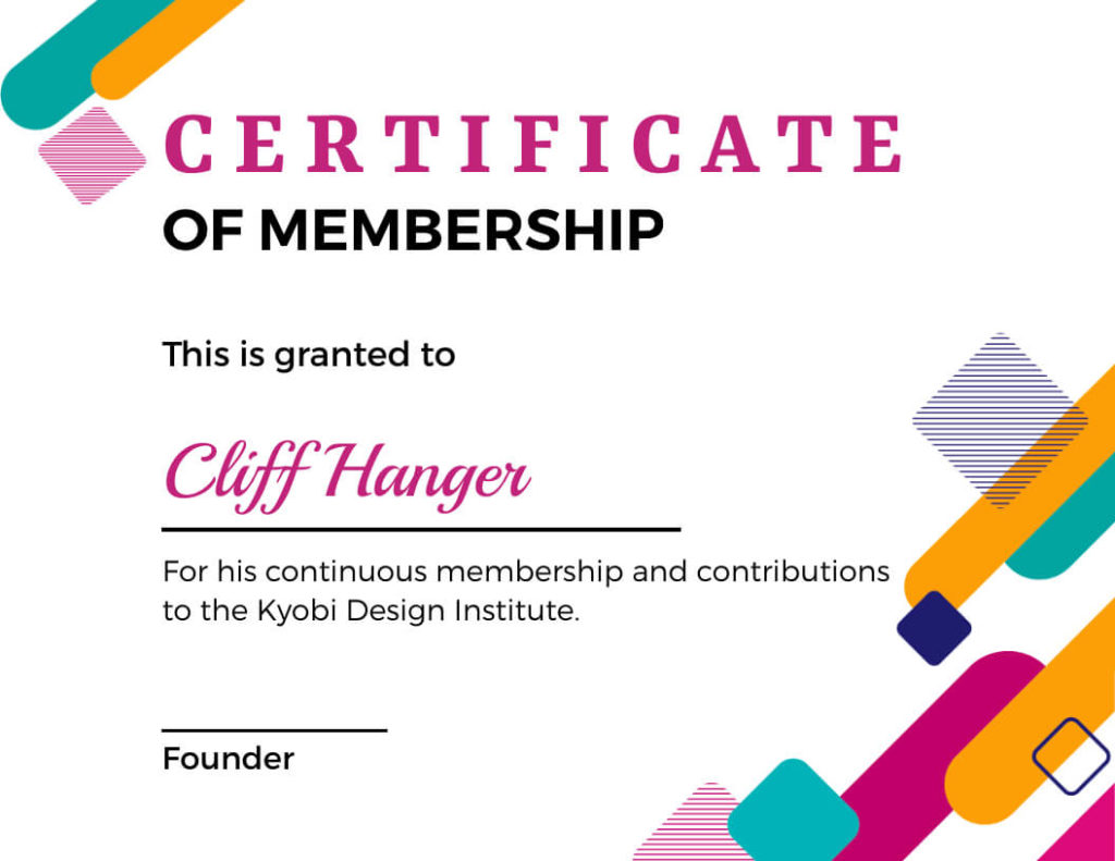 Membership Certificate Sample