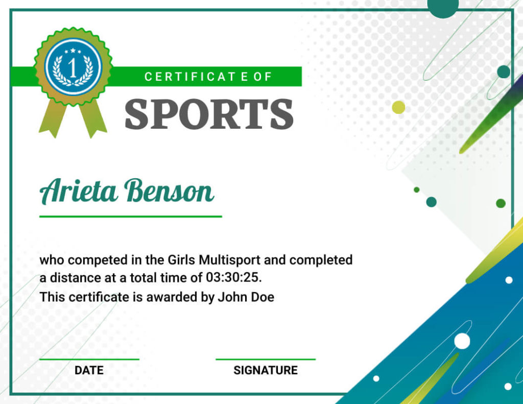 Sports Certificate Sample