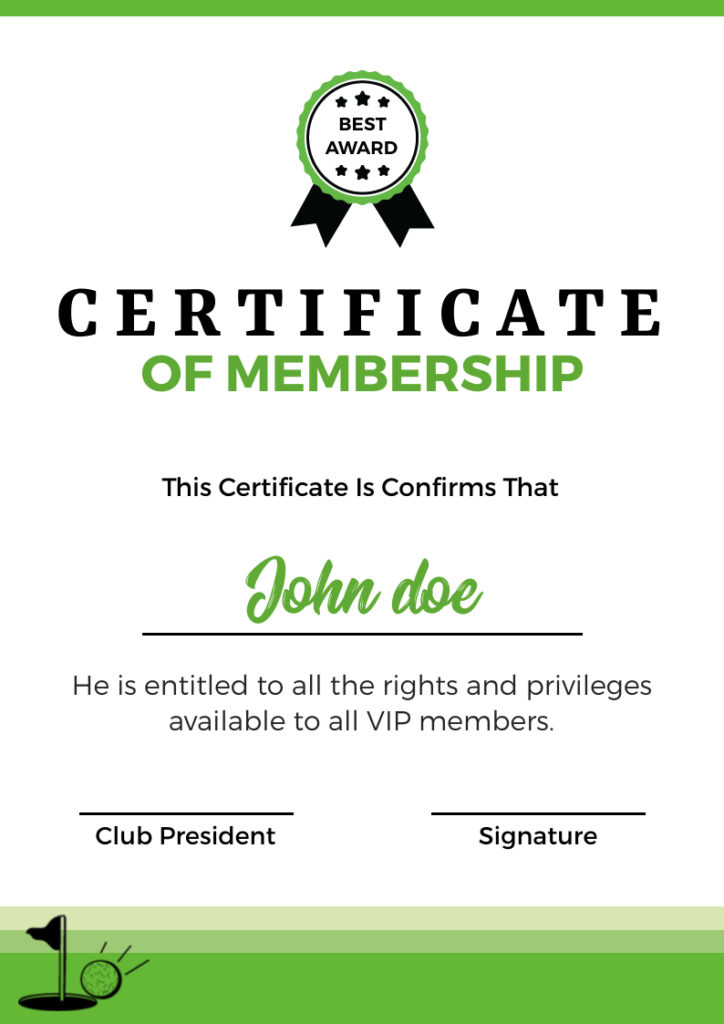 Membership Certificate Example