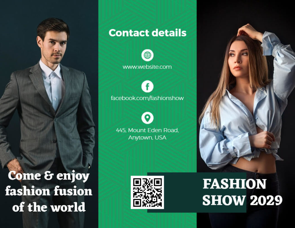 Green Trifold Fashion Show Brochure Template