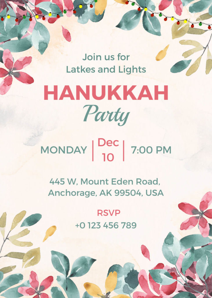 Hanukkah Party Invitation Template