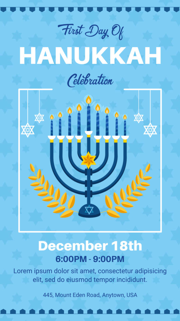 First Day of Hanukkah Celebration Poster