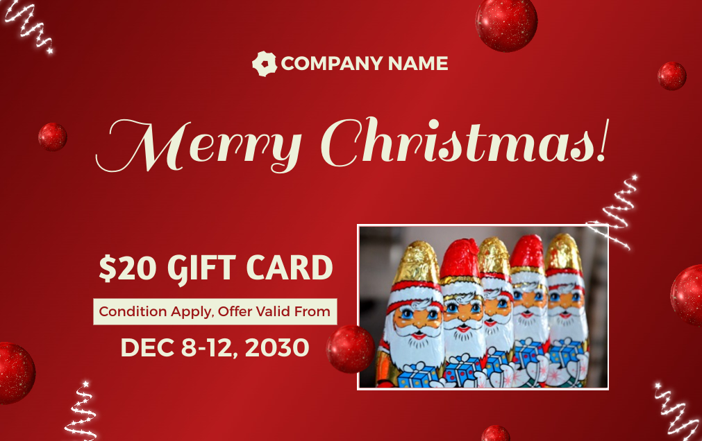 Merry Christmas Gift Card Background Design
