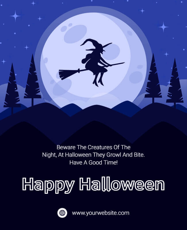 Midnight Witch Greeting Card Template