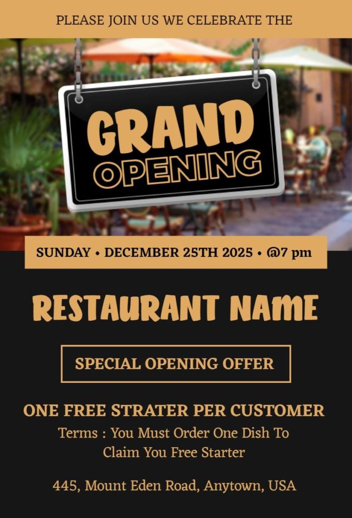 Vibrant Restaurant Opening Flyer