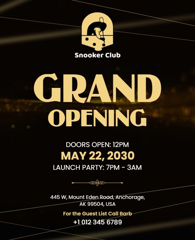 Dark and Bold Club Grand Opening Flyer