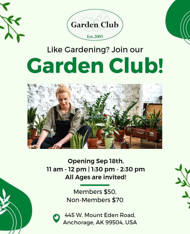 Garden Club Grand Opening Flyer