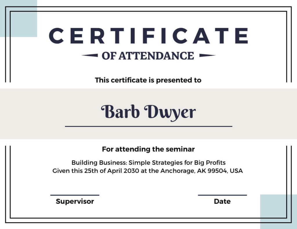 Certificate of Attendance Example