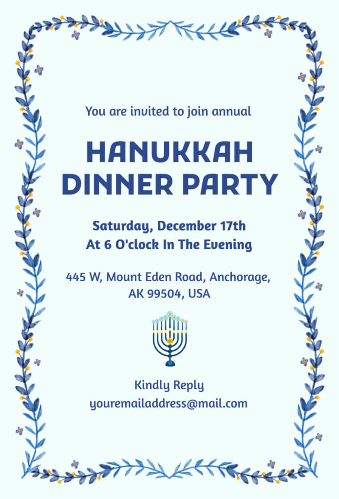 Simple Hanukkah Invitation Template