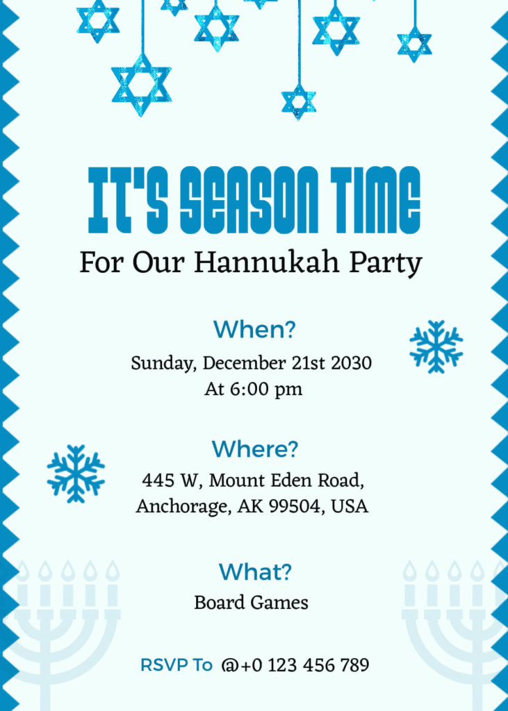 Typography Hanukkah Invitation Template