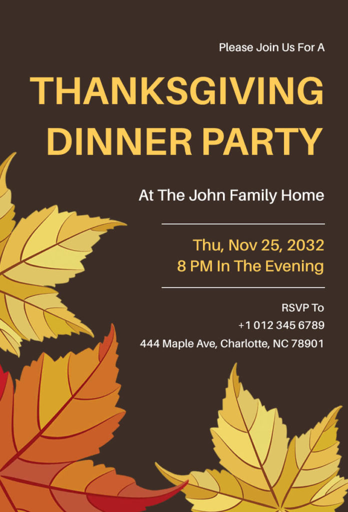 Typography Thanksgiving Invitation Sample