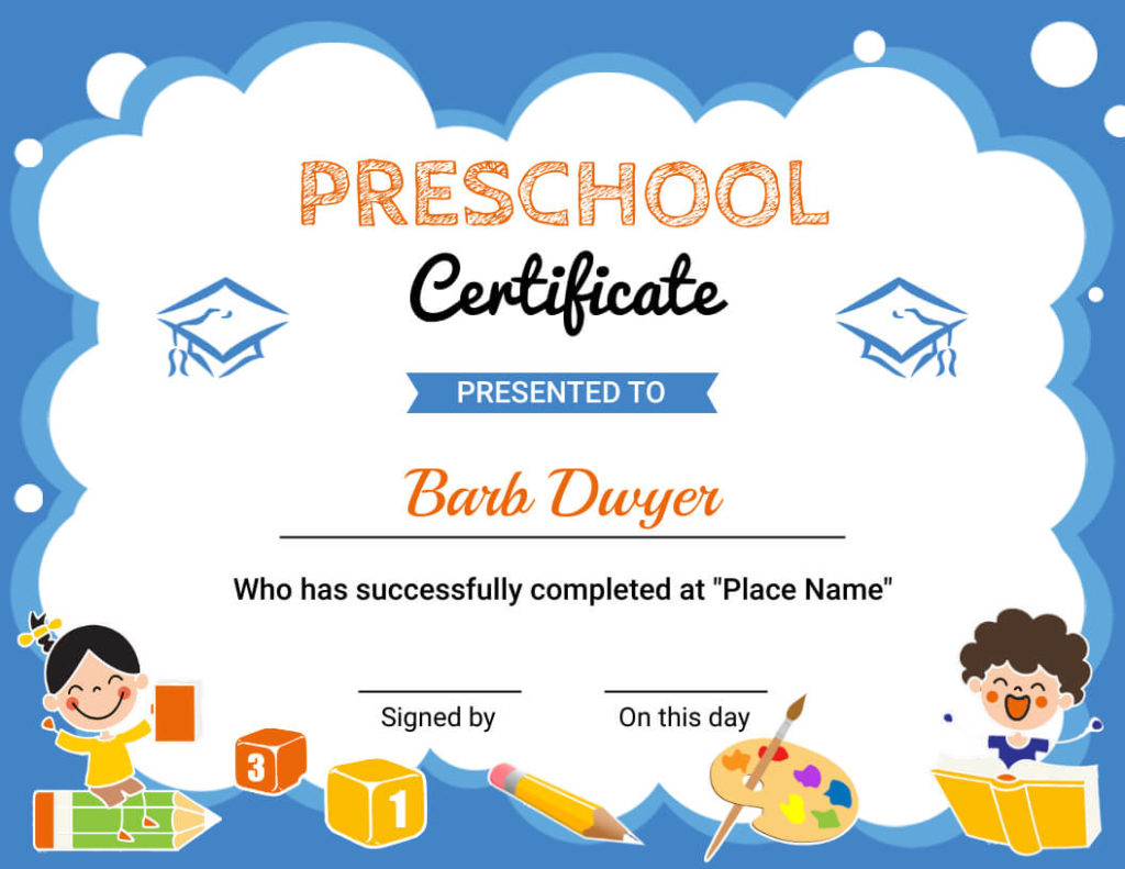 Preschool Certificate Example