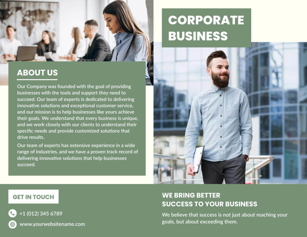 Modern Elegance Corporate Business Bifold Brochure Template