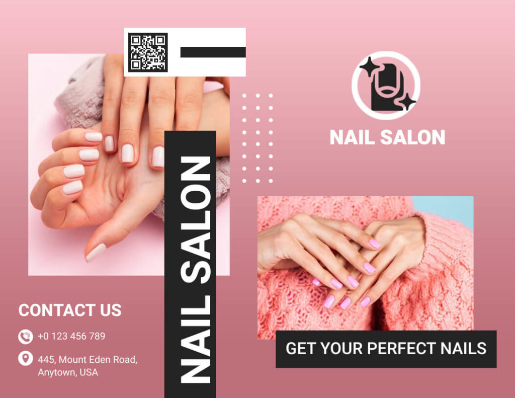 Bifold Nail Salon Brochure with QR Code