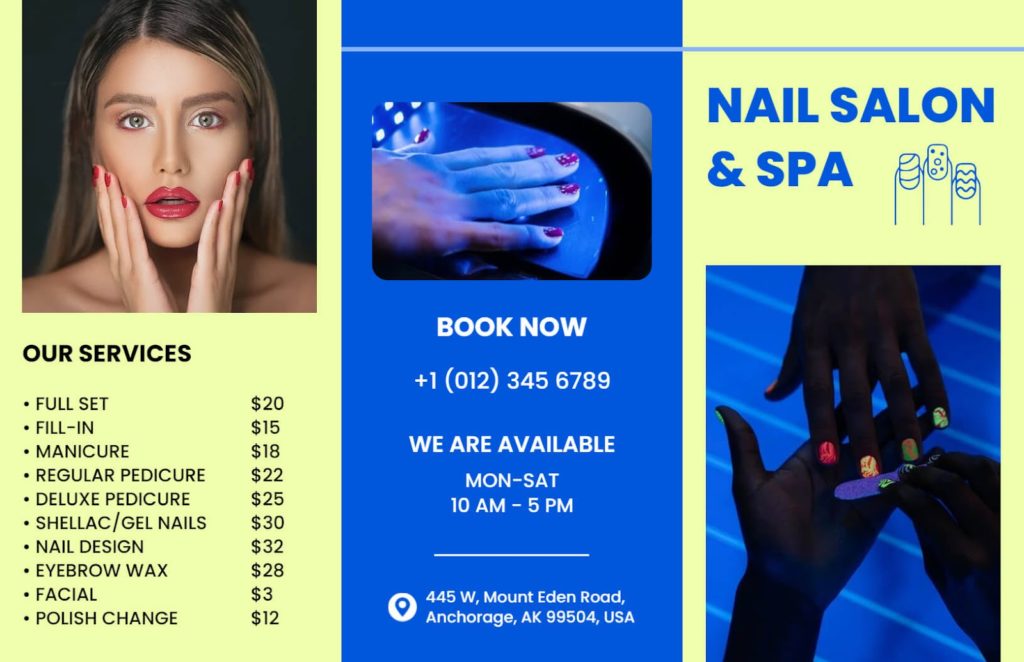 Neon Nail Salon and Spa Pamphlet