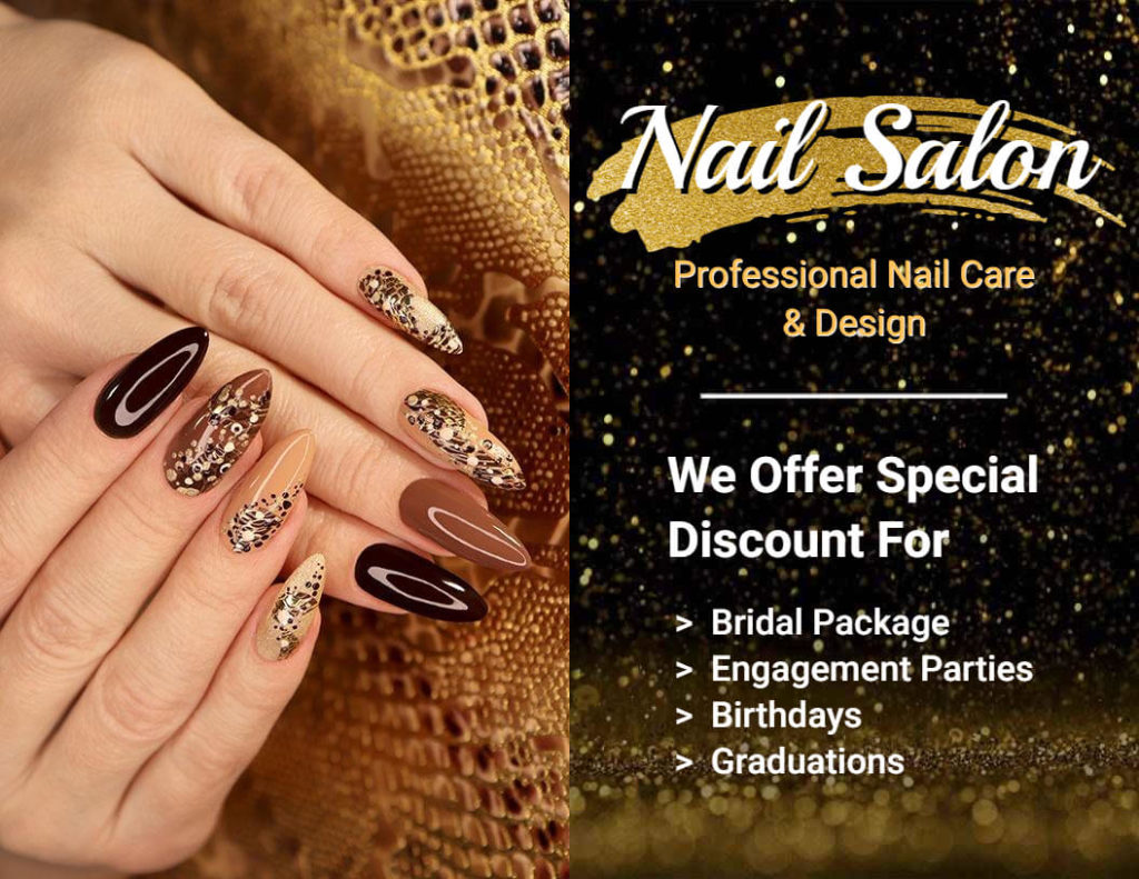 Black and Golden Nail Salon Leaflet