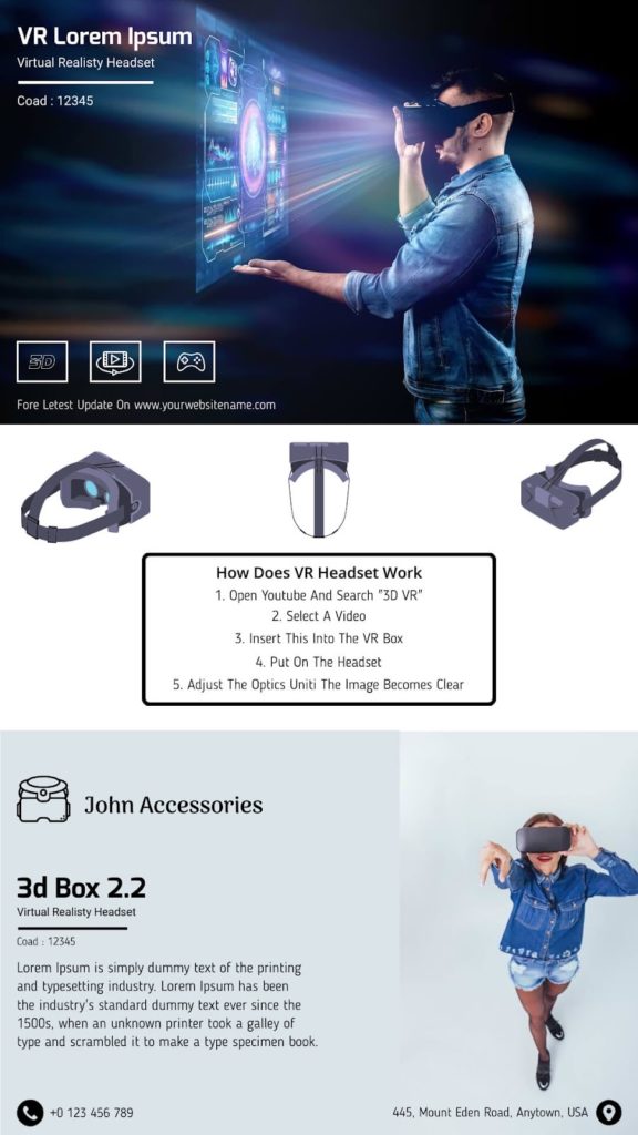 VR Headset Product Brochure Sample