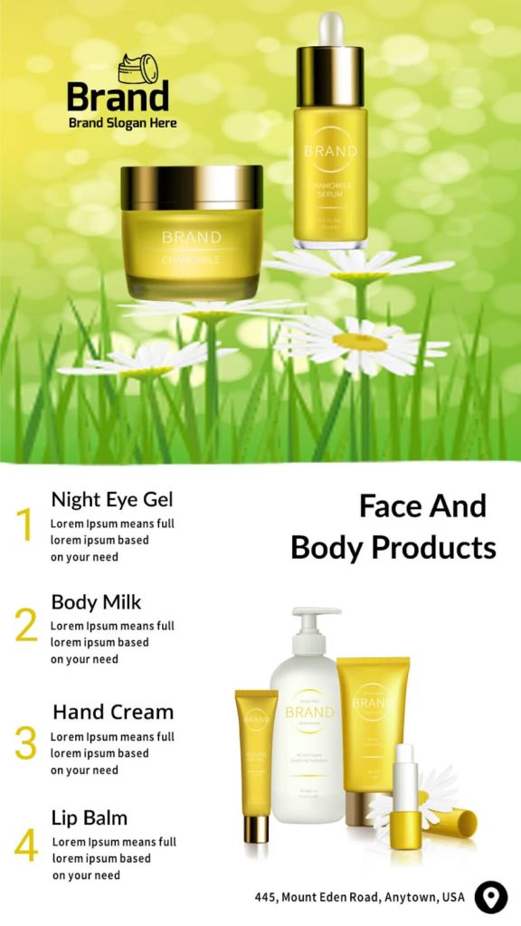Face and Body Product Brochure Sample