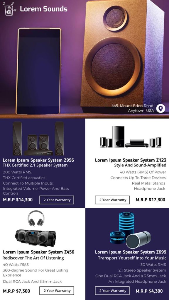 Electronic Speaker System Product Brochure Sample