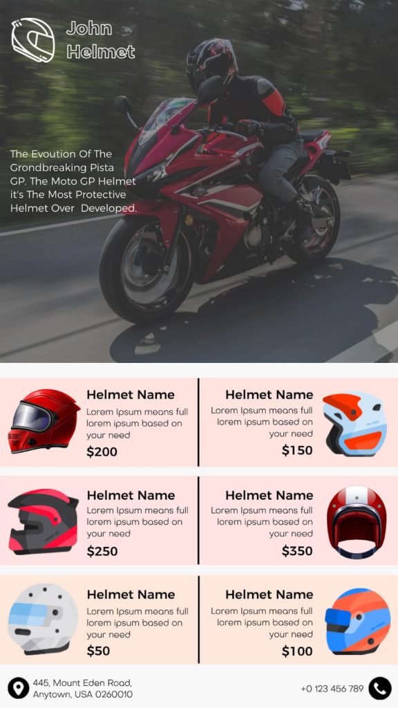 Bike Helmet Product Brochure Sample