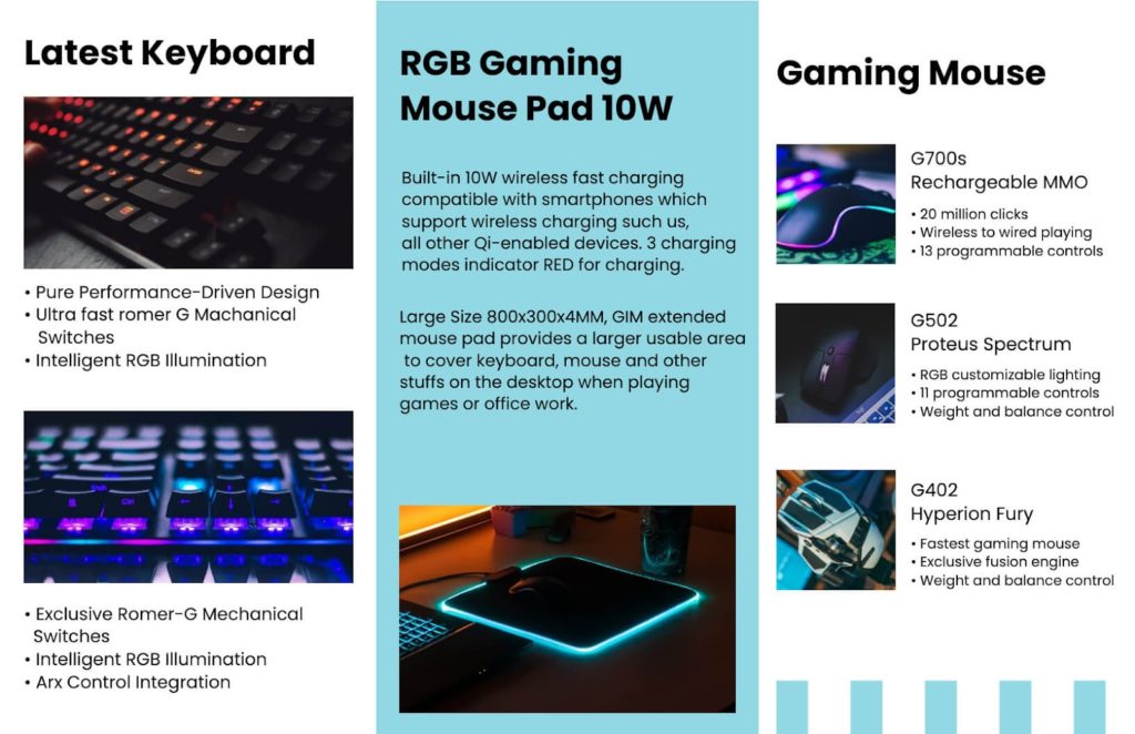 Gaming Products Trifold Brochure Sample