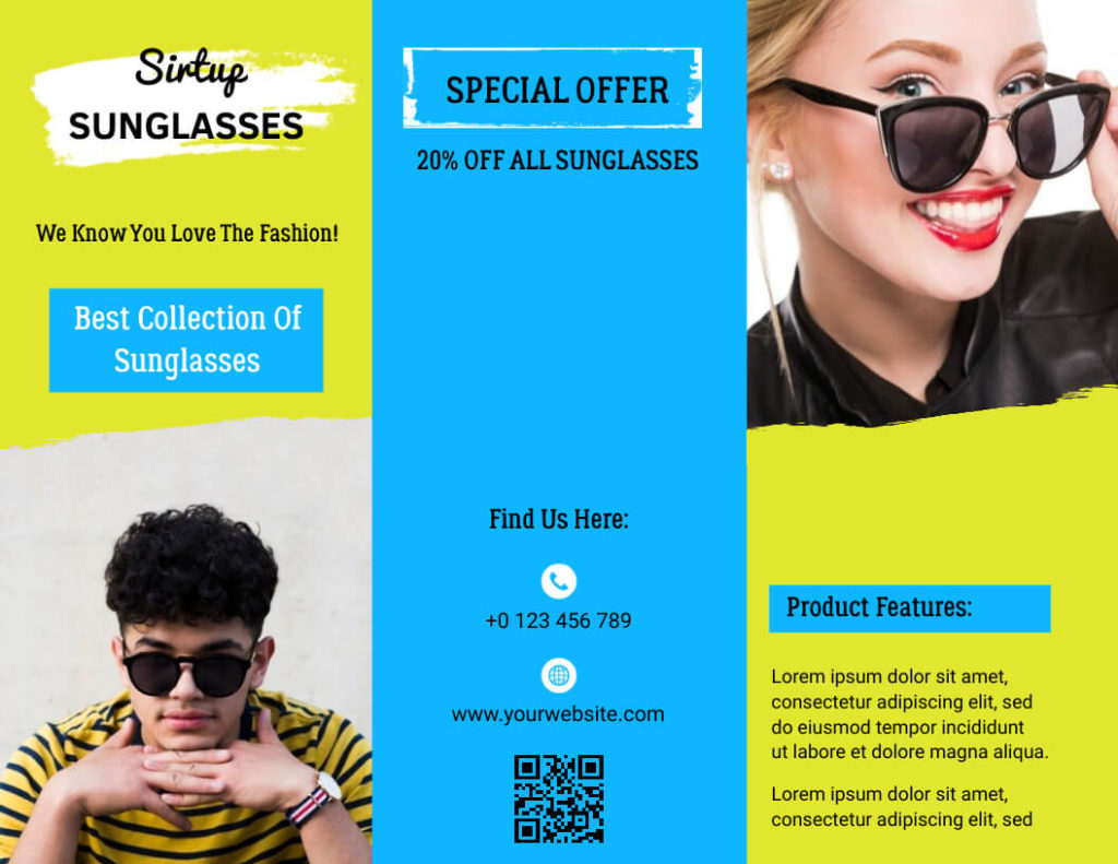 Special Offer Sunglasses Product Trifold Brochure Sample