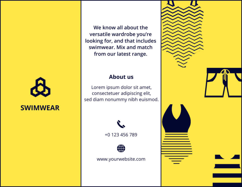 Swim Wear Product Trifold Brochure Sample