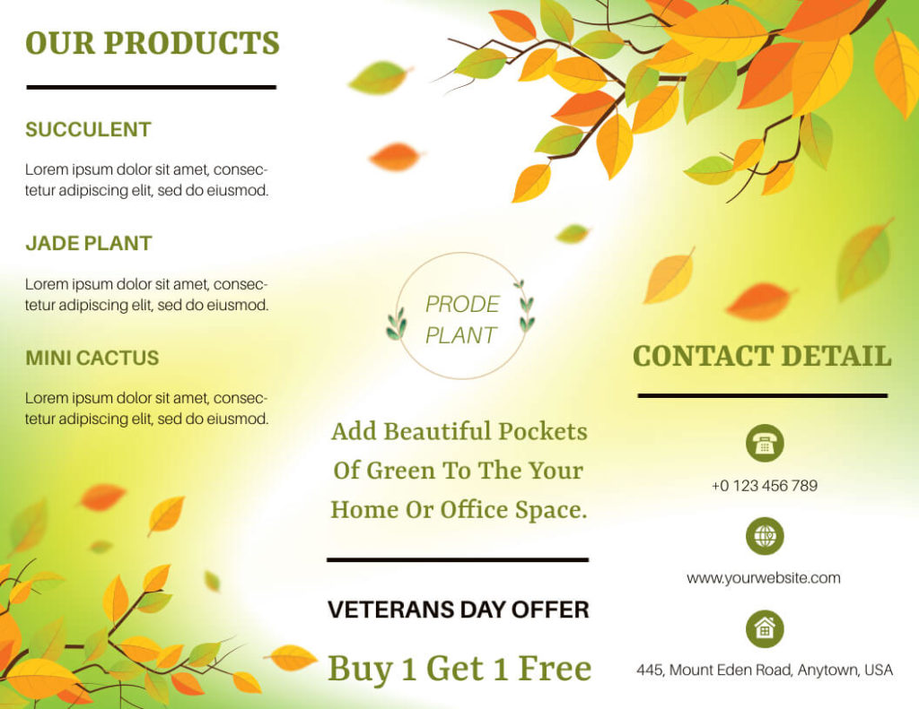 Types of Plants Product Trifold Brochure Sample