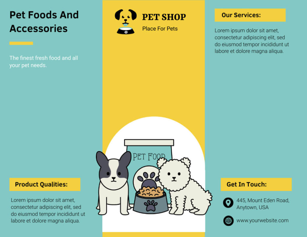 Pet Food Products Trifold Brochure Sample