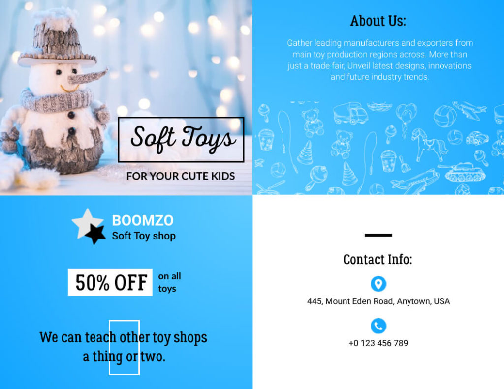 Soft Toys Product Bifold Brochure Sample