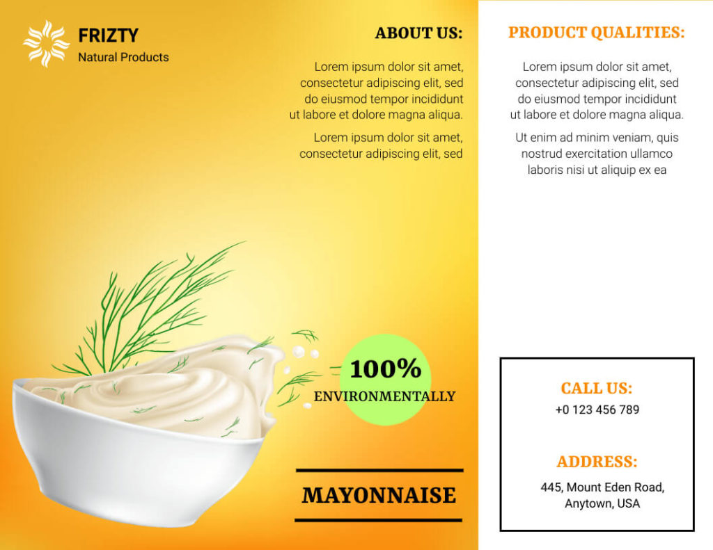 Natural Mayonnaise Product Brochure Sample