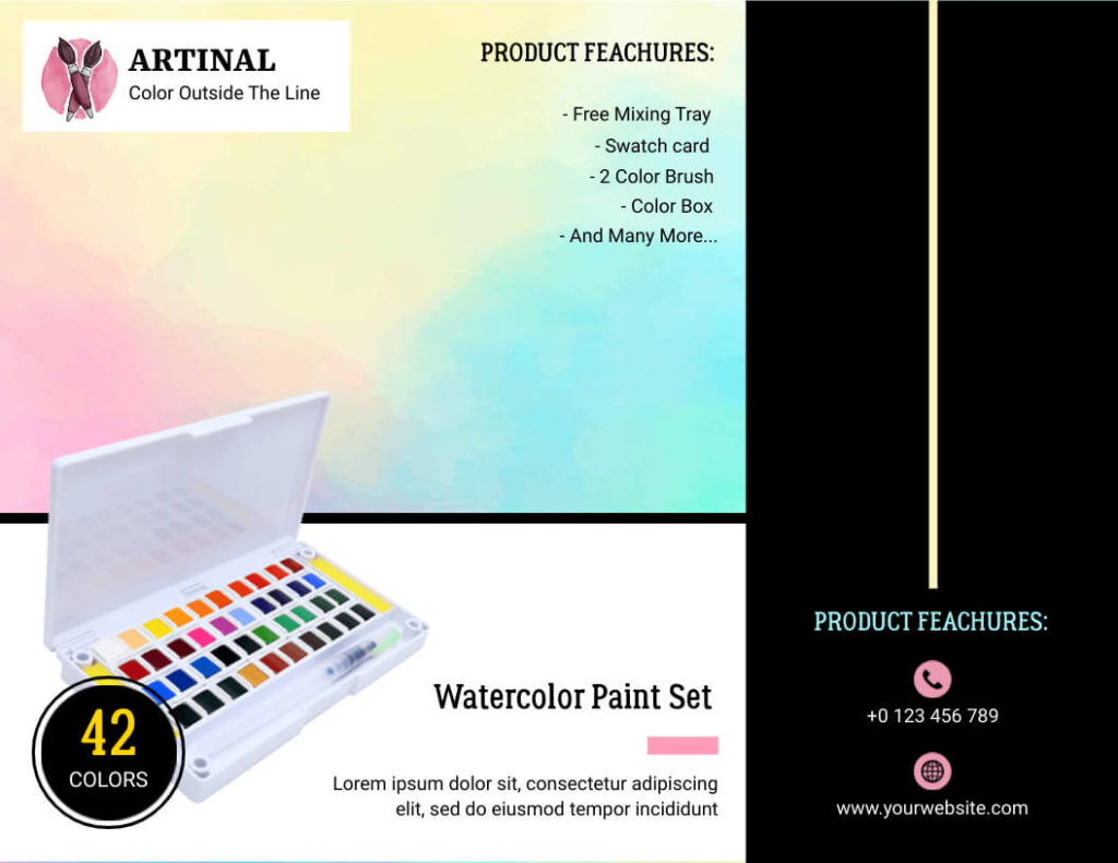 Watercolor Paintset Product Brochure Sample