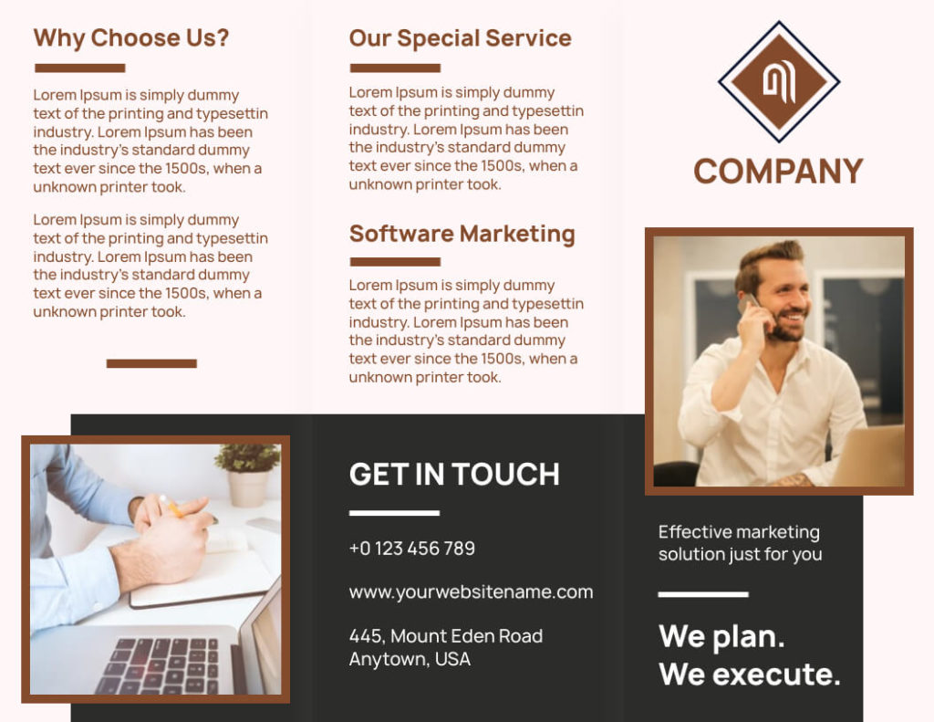 White Trifold Brochure Template for Software Marketing Company