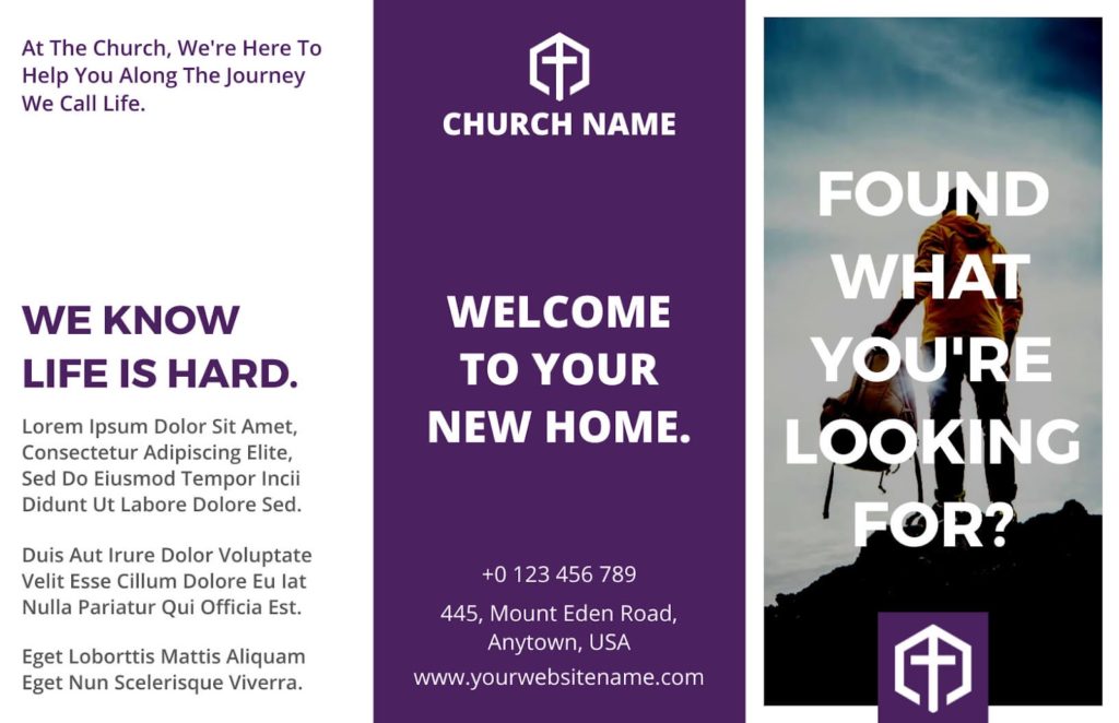 White Minimalist Church Trifold Brochure Template