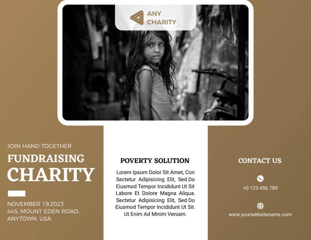 Trifold Brochure Template for Fundraising Charity
