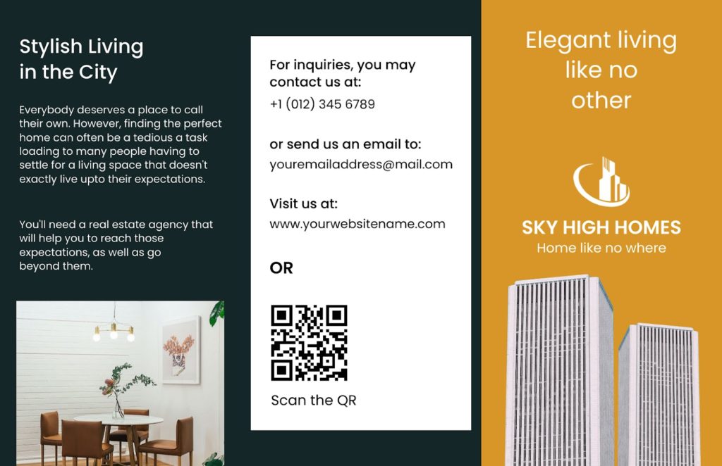 Real Estate Trifold Brochure Template with QR Code