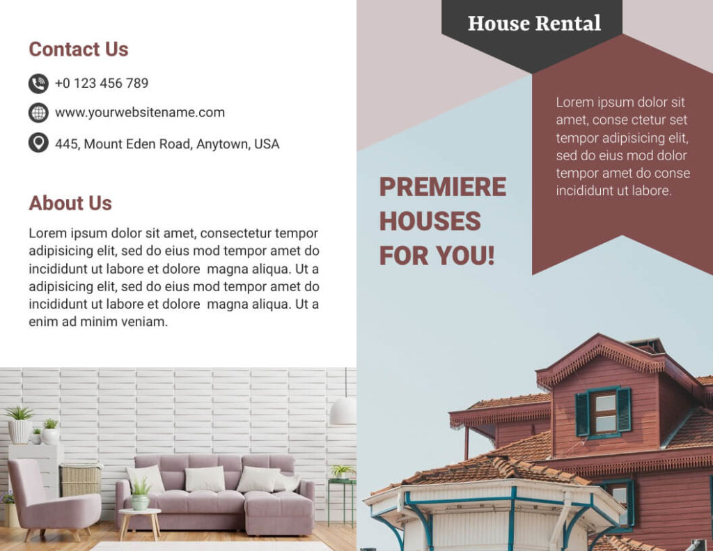 Brochure Cover Template for House Rental