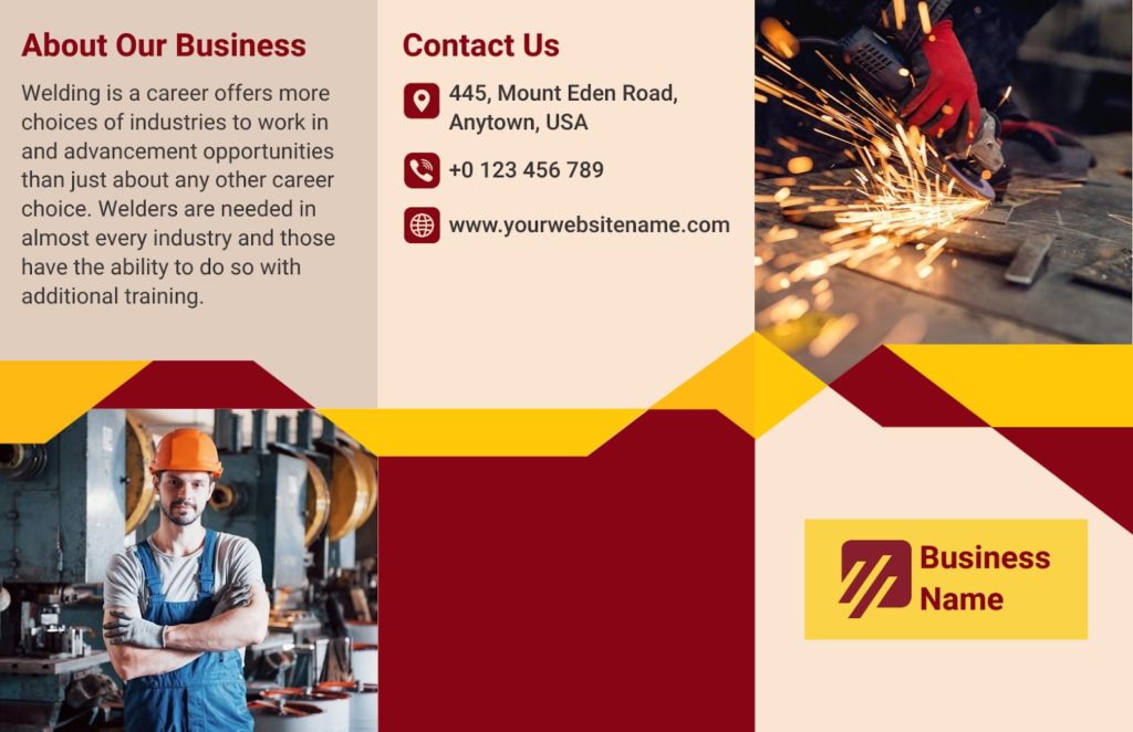 Welding and Fabrication Business Trifold Brochure Template