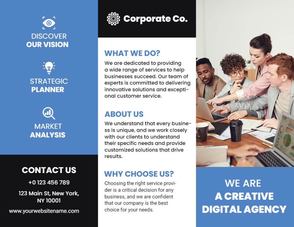 Blue Corporate Digital Agency Leaflet