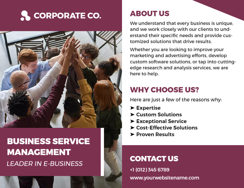 Corporate Business Service Management Bifold Brochure Template