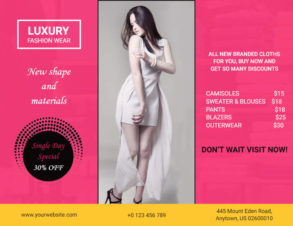 Women’s Luxury Fashion Wear Brochure Trifold Template