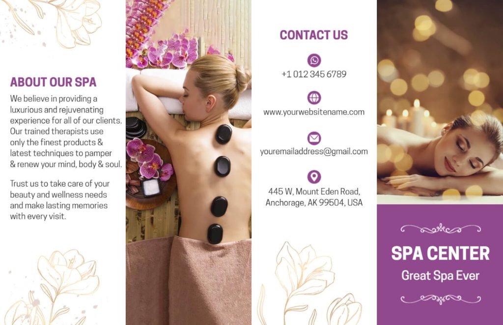 Hot Stone Massage Spa Bifold Brochure Template