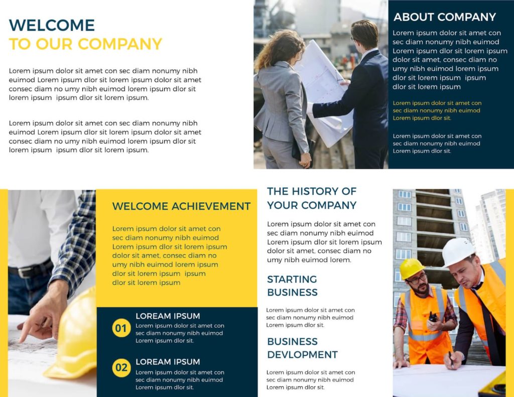 Bifold Brochure Template for Construction Company 