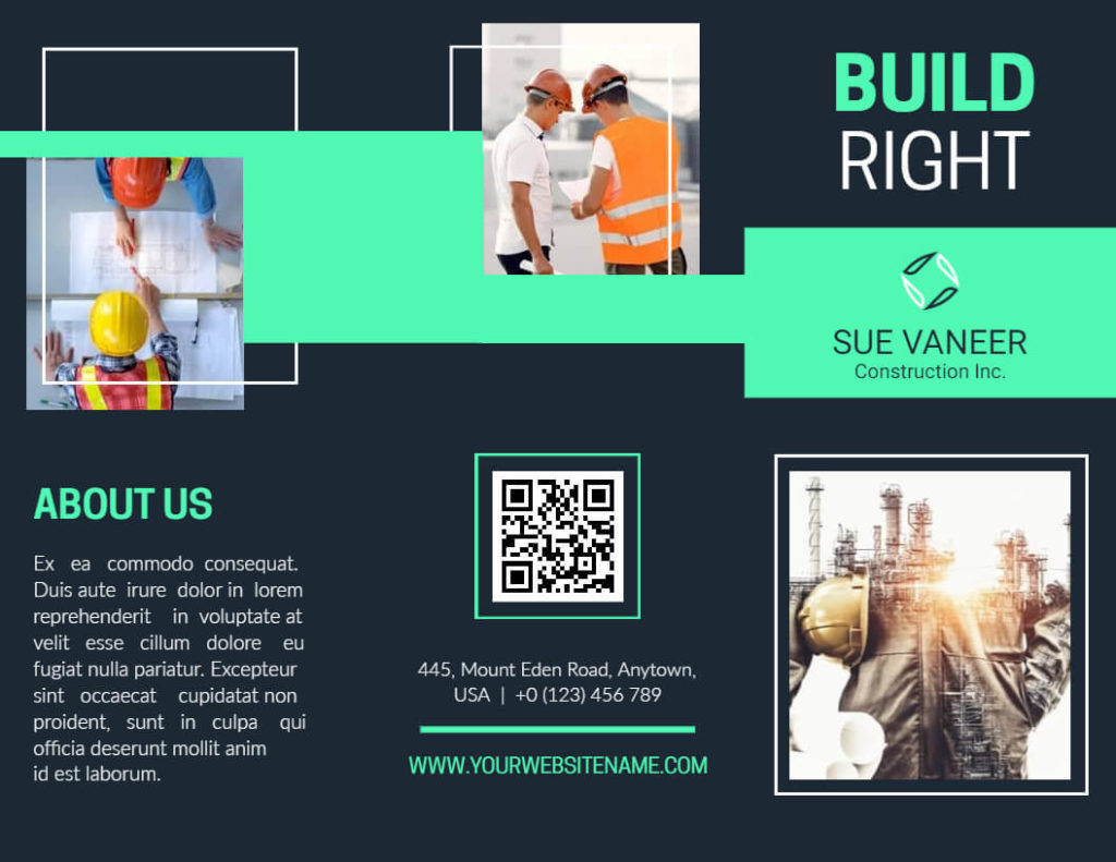 Modern Construction Trifold Brochure with QR Code
