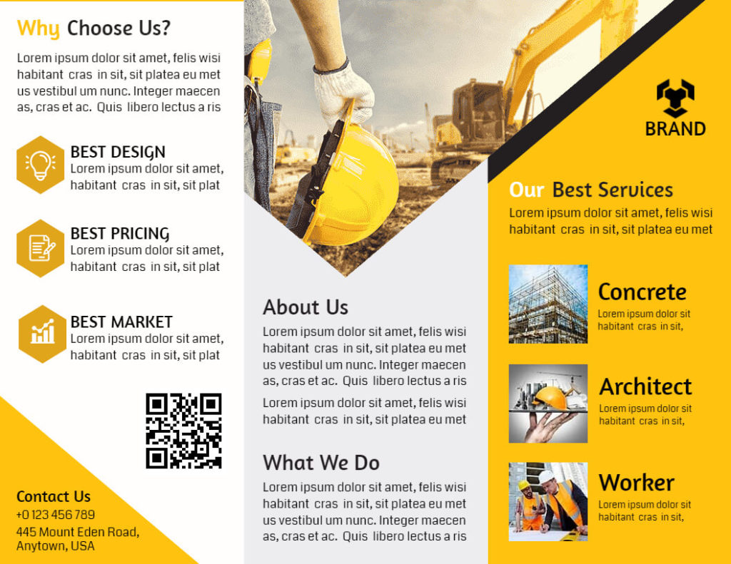 Yellow and White Background Construction Pamphlet